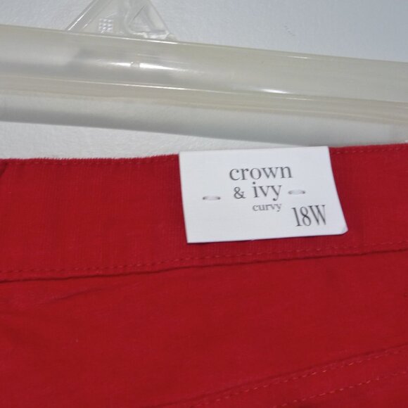 Crown & Ivy Curvy HIGH RISE Size 18W Red Corduroy Pants - Picture 6 of 8